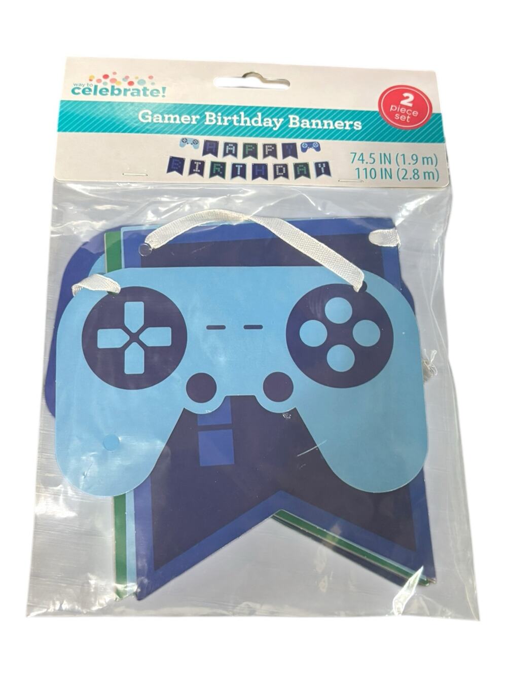 Celebrate Gamer Birthday Banner (2 piece Set Happy Birthday) NEW